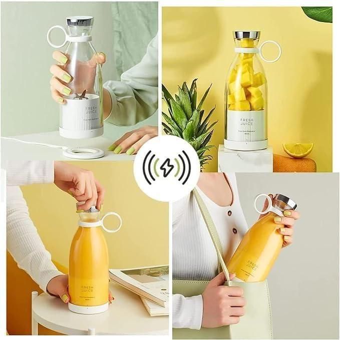 Collage of a person using a yellow and white bottle with a lid, set against a minimalistic background.